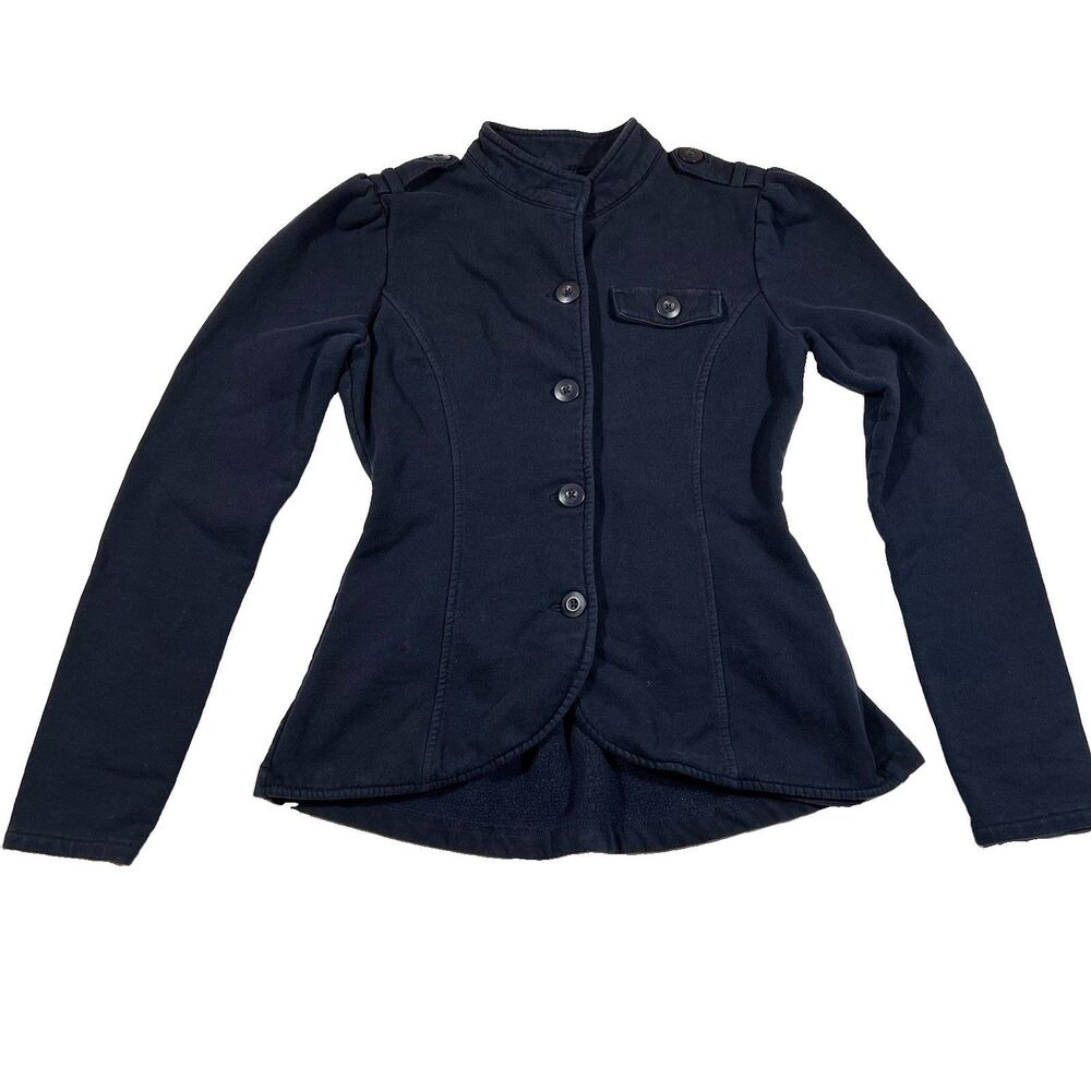 Converse One Star Navy Blue Military Inspired Button Front Coat Women's XS